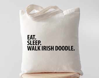 Eat Sleep Walk Irish Doodle tote, Irish Doodle Tote, Irish Doodle gifts, Irish Doodle mom, Irish Doodle dad, Tote bag, Shopping bag, 2772