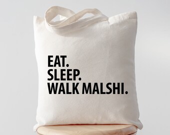 Eat Sleep Walk Malshi tote, Malshi Tote, Malshi gifts, Malshi mom, Malshi dad, Tote bag, Shopping bag, 3006
