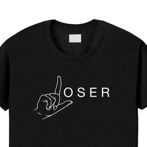 Camiseta perdedora top camiseta Perdedor hand Print camiseta Hombres Mujeres