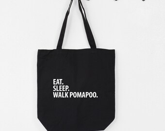 Eat Sleep Walk Pomapoo tote, Pomapoo Tote, Pomapoo gifts, Pomapoo mom, Pomapoo dad, Tote bag, Shopping bag, 2995