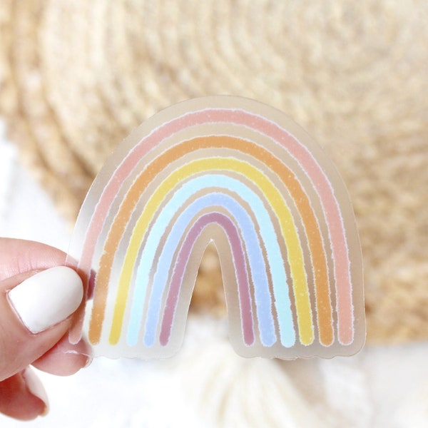 Clear Pastel Rainbow Sticker, 2.5x2.5in.