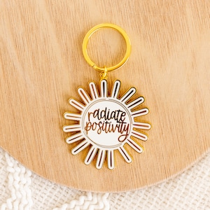 Radiate Positivity Metal Keychain 2.25x2.25 in. image 1