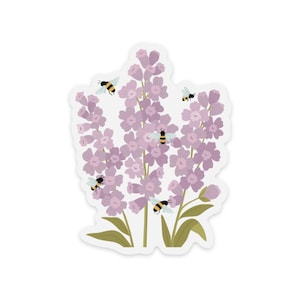 Clear Busy Lavender Bees Sticker, 2.5x3.2in.