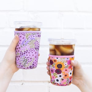 Custodia per bevande floreale, custodia per caffè freddo, custodia per bevande, regalo alla moda, refrigeratore per bevande fredde, custodia termica per bevande immagine 8