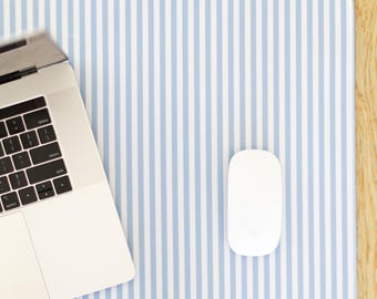 Blue Stripes Gingham Desk Pad
