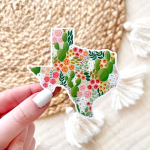 Texas Cactus Blooms State Sticker, 3x3 in.