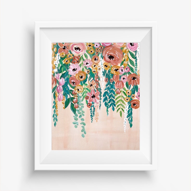Hanging Florals Painting Art Print