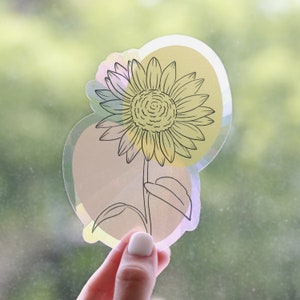 Abstract Sunflower Sun Catcher Window Decal, 5x4 in.