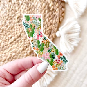 California Cactus Blooms Sticker, 3x2in.