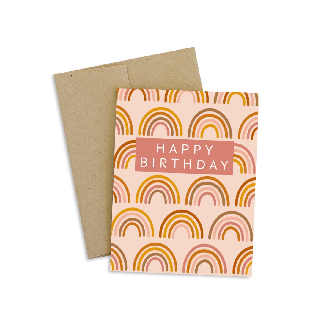 Rainbow Happy Birthday Greeting Card - Etsy