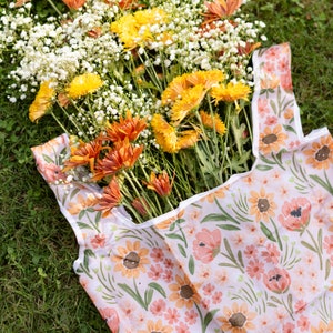 Sunny Poppies Reusable Bag, Grocery Bag, Foldable Bag, Grocery Tote, Shopping Bag, eco-friendly, Foldable Pouch, Farmers Market Bag