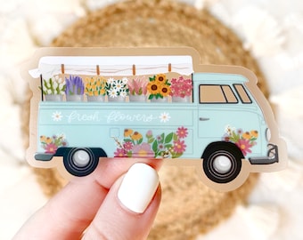 Autocollant de camion de fleurs transparent, 3.25x1.75in.