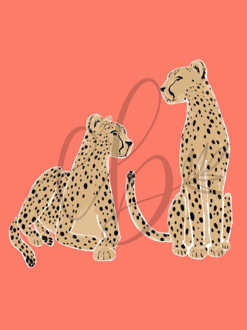 Cheetahs Art Print, Jungle Cat Physical Art Print, Blush Pink Cheetah Print Design image 5