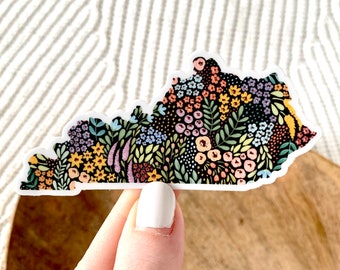 Kentucky Floral State Sticker, 3.5x1.5in.