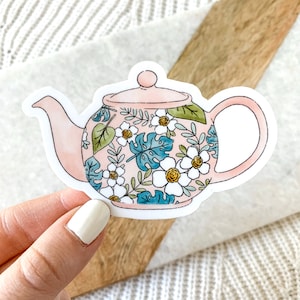 Pink Tea Pot Sticker, 3.5x2.25in.