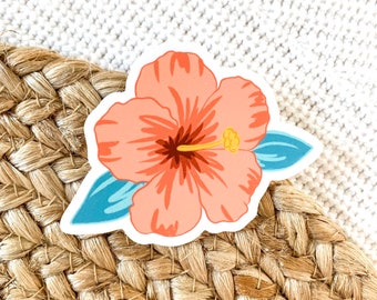 Hibiscus Flower Sticker, 3.25x2.5in.