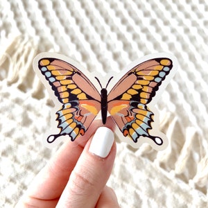 Pink Swallowtail Butterfly Sticker, 3x2in.