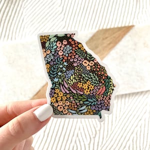 Georgia Floral State Sticker, 3x2.5in.