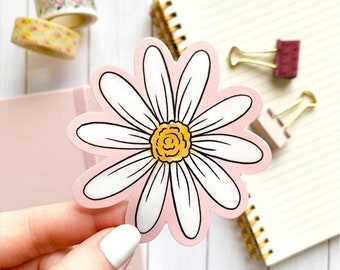 Pink Watercolor Daisy Sticker, 3x3 in.