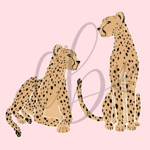 Cheetahs Art Print, Jungle Cat Physical Art Print, Blush Pink Cheetah Print Design image 2