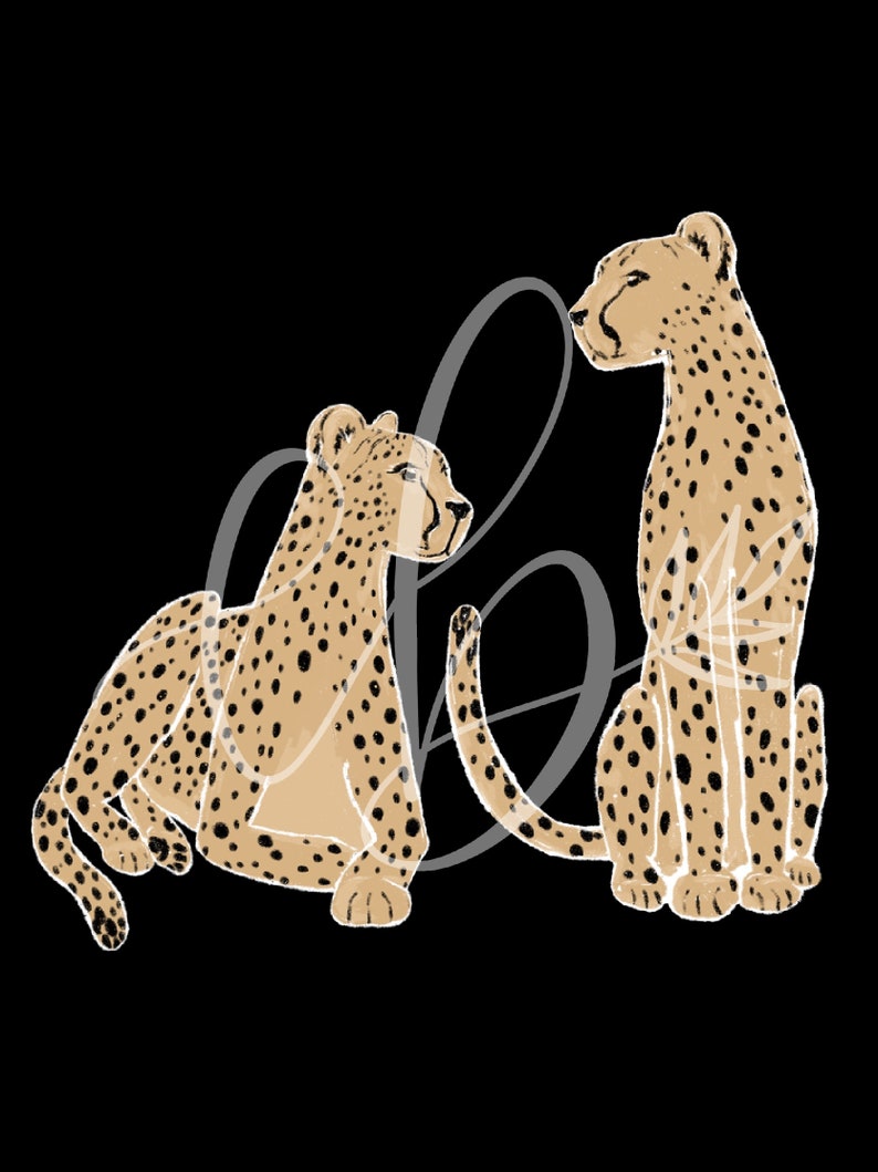 Cheetahs Art Print, Jungle Cat Physical Art Print, Blush Pink Cheetah Print Design image 4