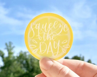 Squeeze the Day Lemon Sticker, 2x2 in.