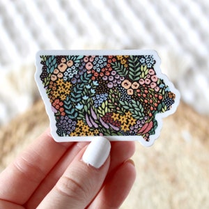 Iowa Floral State Sticker, 2.75x1.75in.
