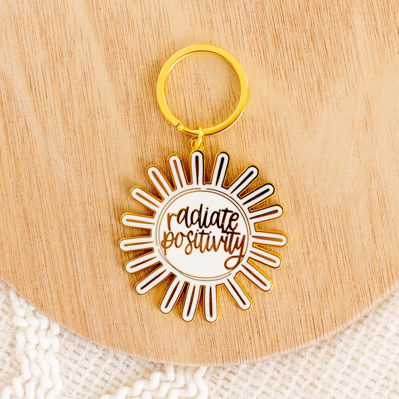 Radiate Positivity Metal Keychain 2.25x2.25 in. image 1