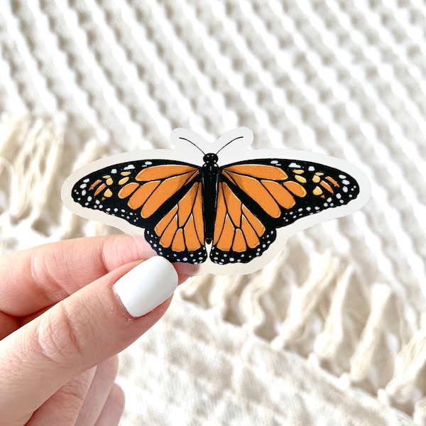 Clear Monarch Butterfly Sticker, 3x1.5in.