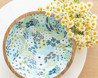Waterfall Floral Mango Wood Bowl