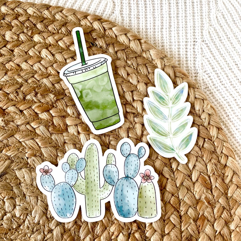 Iced Matcha Green Tea Latte Sticker 4x2 In. Etsy