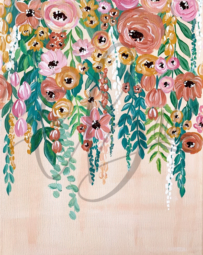 Hanging Florals Painting Art Print