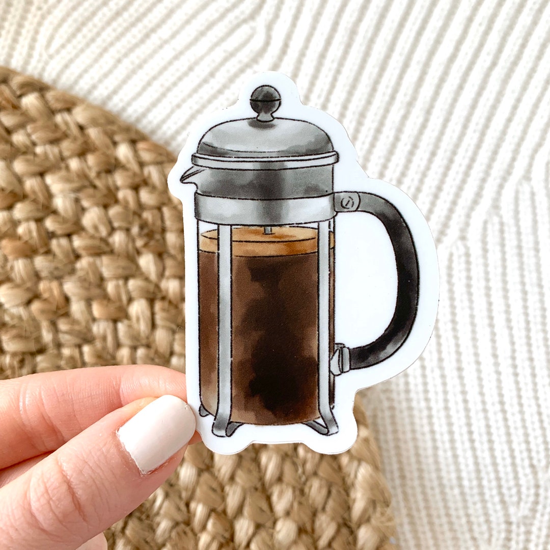 French Press Sticker, 3x2in. - Etsy
