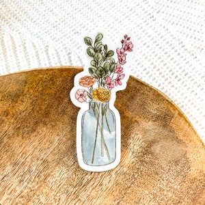 Aquarelle Vase Bouquet Sticker, 3.5x1.75in. image 3