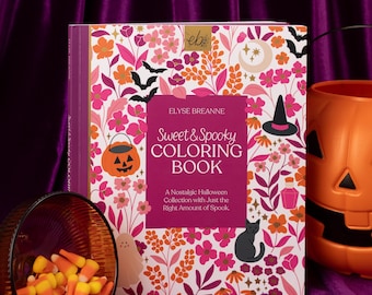 Sweet & Spooky Coloring Book, Adult Coloring Book, Calming, Activity, Crafting, Cute, Cozy, Halloween, Shop Local, 40 Pages