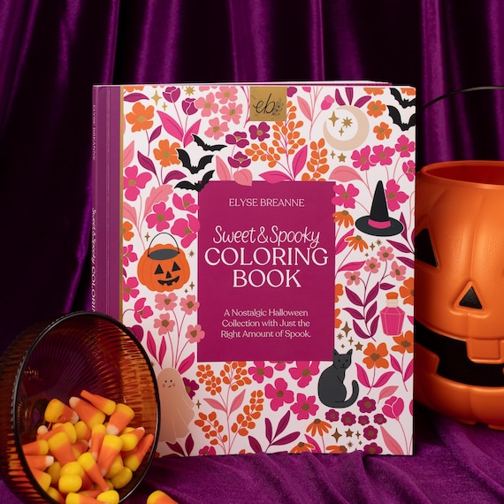 Sweet & Spooky Coloring Book, Adult Coloring Book, Calming, Activity, Crafting, Cute, Cozy, Halloween, Shop Local, 40 Pages