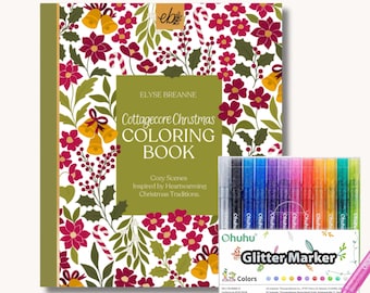 Cottagecore Christmas Coloring Book, Adult Coloring Book, Calming, Activity, Crafting, Cute, Cozy, Christmas, Shop Local, 40 Pages