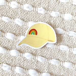 Yellow Baseball Hat Sticker, 2.5x2.75in.