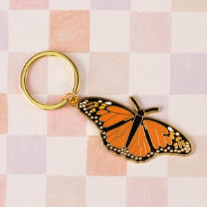 Monarch Butterfly Metal Keychain 2.5x1 in.