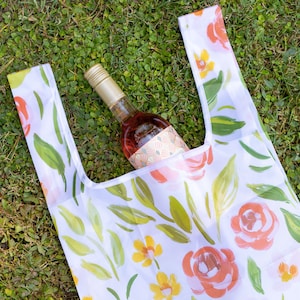 Spring Garden Reusable Bag, Grocery Bag, Foldable Bag, Grocery Tote, Shopping Bag, eco-friendly, Foldable Pouch, Farmers Market Bag
