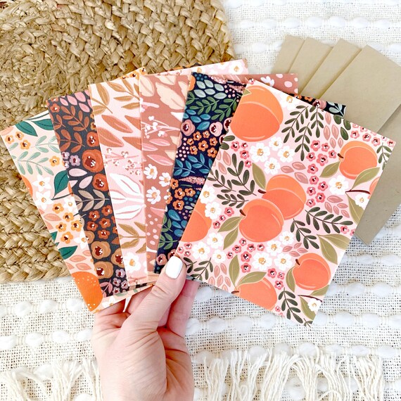 Floral Blank Inside Greeting Cards Envelopes Set of 12 Etsy