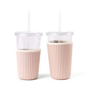 Latte Stripes Getränkehülle, Eiskaffeehülle, Getränkehülle, trendiges Geschenk, Eisgetränkekühler, Thermo-Getränkehülle