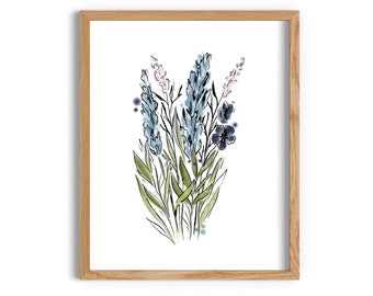 Watercolor Hyacinths Art Print Reproduction