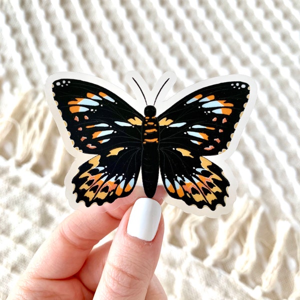 Clear Malachite Butterfly Sticker, 3x2in.