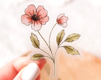 Clear Pink Primrose Sticker 2.5x2.75in.