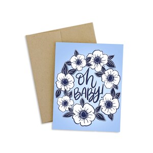Blue Oh Baby Shower Greeting Card