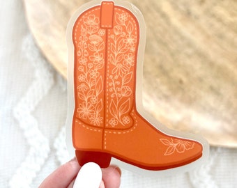 Clear Cowboy Boot Sticker, 3.25x2.5 in.