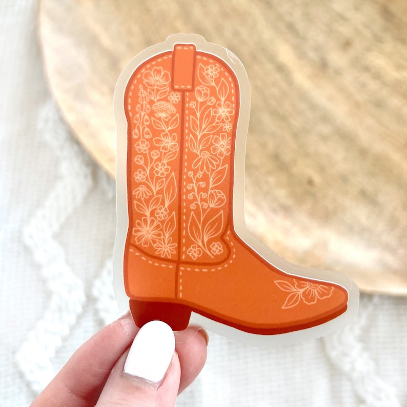 Clear Cowboy Boot Sticker, 3.25x2.5 in. image 1