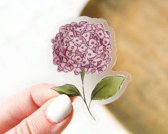 Clear Purple Hydrangea Sticker 2.25x1.75in.