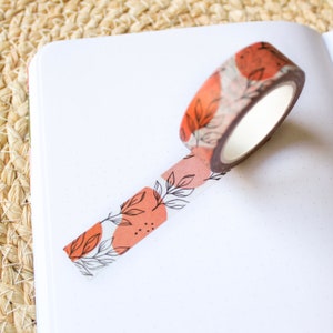 1 Roll Pink Leaves Washi Tape image 1